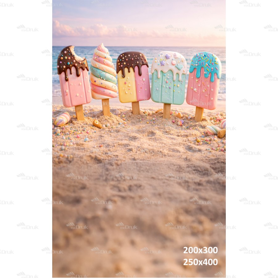Tło fotograficzne „Pastelowe lody na plaży” | UB_877